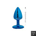 Plug de Metal Com Pedra de Coração Cravejada (HA136) - Azul