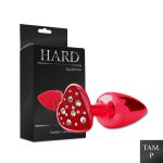 Plug de Metal Com Pedra de Coração Cravejada (HA136) - Vermelho