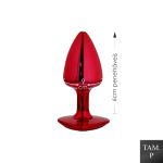 Plug de Metal Com Pedra de Coração Cravejada (HA136) - Vermelho