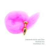 Plug de Plástico M Less Dourado Com Cauda (HA169D) - Rosa