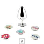 Plug de Metal P Personalittè Com Duas Pedras - (HA185) - Cromado