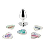 Plug Metálico Personalité Coração Com Duas Pedras - (HA189) - Cromado