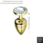 Plug de Plástico G Less Com Pedras Variadas (HA193) - Dourado