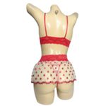 Conjunto Coração Com Sainha (ID1118) - Branco c/ Vermelho