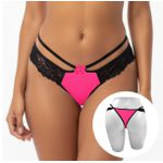 *Calcinha Com Duas Alça (LS5020) - Rosa c/ preto