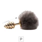 Plug De Metal P Com PomPom (MT046) - Marrom