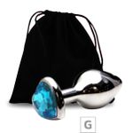 Plug de Metal G Com Pedra Formato de Coração VP (PL009G) - Pedra Azul Claro