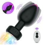 Plug de Silicone Com Vibro e Led (PL190) - Preto