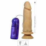 *Prótese 15x14cm Com Vibro e Ventosa (PV020) - Bege