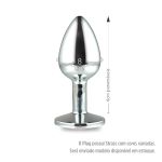 Plug de Metal P Cromado Com Strass VP (PL007P) - Pedra Pink