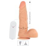 Prótese 16x15cm Com Vibro Ventosa e Escroto (SSV028V-ST398) - Bege