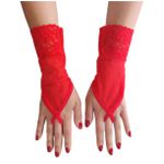 Luva em Tule Com Renda (ST972) - Vermelho
