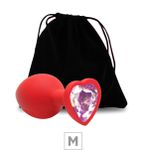 Plug De Silicone M Vermelho Pedra Formato de Coração (SX294) - Pedra Rosa