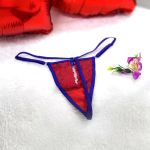 Calcinha Com Abertura Frontal - (Y5068) - Vermelho c/ Azul