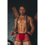 *Cueca Arrastão Chama o Bombeiro Com Suspensório (GV420) - Vermelho c/ Preto
