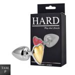 Plug de Metal Cromado Com Pedra de Coração (HA161C)- - Dourado