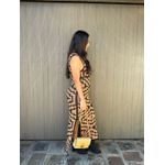 Vestido Tricô Romana Bege E Preto