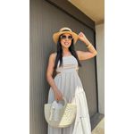 Vestido Grécia Listrado Bege