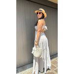 Vestido Grécia Listrado Bege