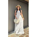 Vestido Grécia Listrado Bege