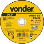 DISCO CORTE 115,0MM X1,0MM X 22,23MM DCV VONDER