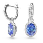 Brinco Swarovski Cristal Oval Azul com Ródio