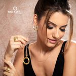 Brinco Gancho Acetinado Com Brilhantes Ouro 18K