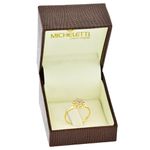 Anel de Ouro Amarelo 18K Flor com Brilhantes