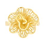 Anel de Flor em Ouro 18K Pétalas Onduladas Vazadas