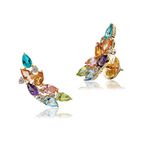 Brinco EarCuff de Ouro 18K com Pedras Naturais Coloridas