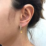 Brinco de Argola com Zircônias e Estrela em Ouro 18K 14mm