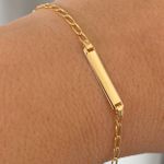 Pulseira Infantil com Chapa Ouro 18K Elos Alongados