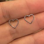 Brinco de Coração Médio Ouro Branco 18K