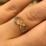 Anel Infinito Pedras Naturais Coloridas Ouro 18K