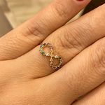 Anel Infinito Pedras Naturais Coloridas Ouro 18K