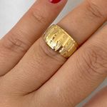 Anel de Ouro 18K Estampado Diamantado e Fosco