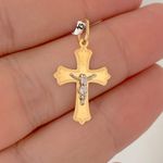 Pingente Crucifixo de Ouro 18K Bicolor