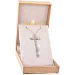 Gargantilha Ouro Branco 18K Cruz Cravejada de Brilhantes