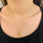 Pingente Ouro 18K Filha Menina com Vestido e Brilhantes