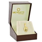 Pingente de Nossa Senhora Aparecida Ouro 18K Diamantado Oval