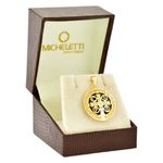 Pingente Ouro 18K de São Bento Duplo Aplique de Resina Preto