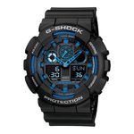 Relógio G-Shock Ana-Digi Linha GA-100 Preto detalhes Azuis