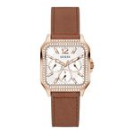 Relógio Guess Analógico Aço Rose Pulseira de Couro GW0309L3