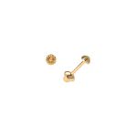 Brinco de Ouro 18K Meia Bola 2,5mm Diamantado