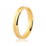 Aliança De Ouro 18k 3,90mm Anatômica Quadrado Com Friso