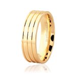Aliança De Ouro 18k 6,25mm Anatômica Com Frisos