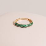 Anel Aparador com Pedras de Esmeralda Ouro 18K