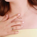 Anel com 3 Corações 3 Cores em Ouro 18K