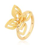 Anel de Flor Ouro 18K com Brilhante