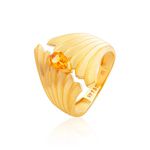 Anel em Ouro 18K com Pedra Citrino Gota Formato Leques